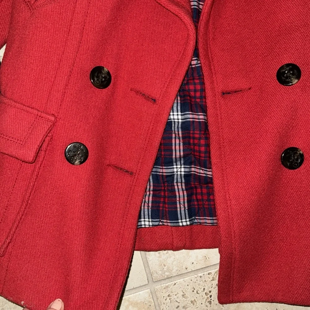 Thick double lined warm American eagle outfitters red pea coat - Picture 6 of 9